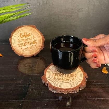 Engraved Wooden Coaster Gift Set with Inspiring Quotes