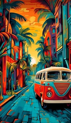 Vintage Bus WallArt Canvas Poster 18X 24
