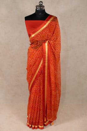 Elegant Chiffon Zari Border Bandhani Saree