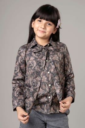 Trendy Paisley Shirt For Girls-1 Year / Black