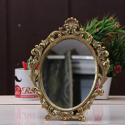 DreamKraft Gold Plated Table Mirror  Perfect Gift | Floor Mount | 23x3x23cm