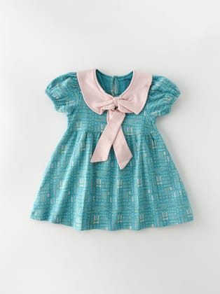 Chic Puff Sleeve Dress for Girls-24-36 M