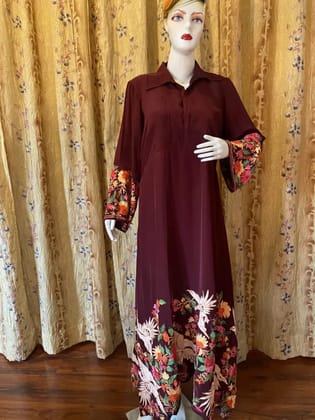 Embroidered Tunic in Deep Maroons