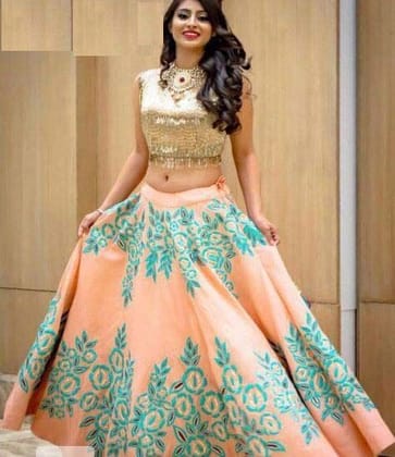 Beautiful Multi Color Embroidered Semi Stitched Lahenga Choli