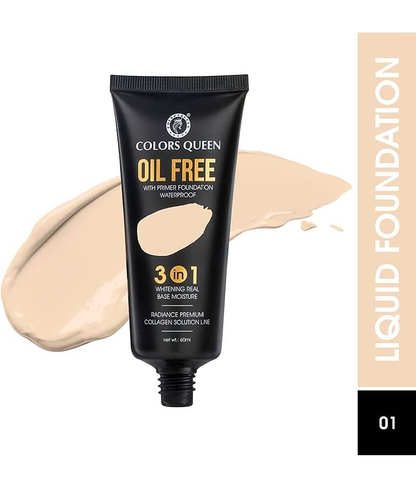 Colors Queen 3 in 1 Oil Free Foundation Long Lasting Foundation Ivory (Shade - 01)