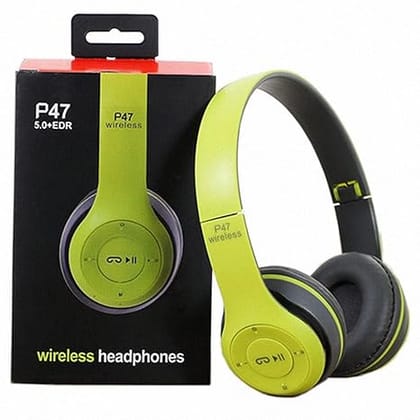 P47 Wireless Headphones/Bluetooth Over Ear Headphone with Sd Card Slot Bluetooth Headset (Green)