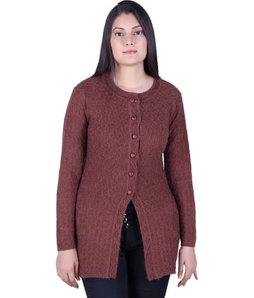 Ogarti Acrylic Brown Buttoned Cardigans - Single