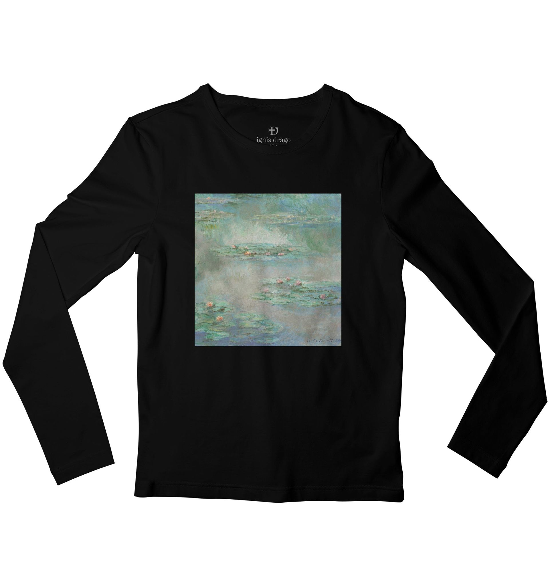 Water-Lilies (1908, W.1727) Full Sleeve Art T-shirt-38 - S / Black