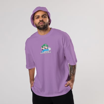 Colorful MARIO Oversized T-Shirts: Lavender: Soothing Pastel Delight-S / Cotton / Lavender