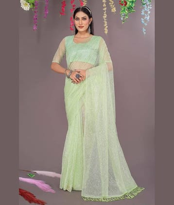 Vkaran Cotton Silk Applique Saree Without Blouse Piece ( Green )