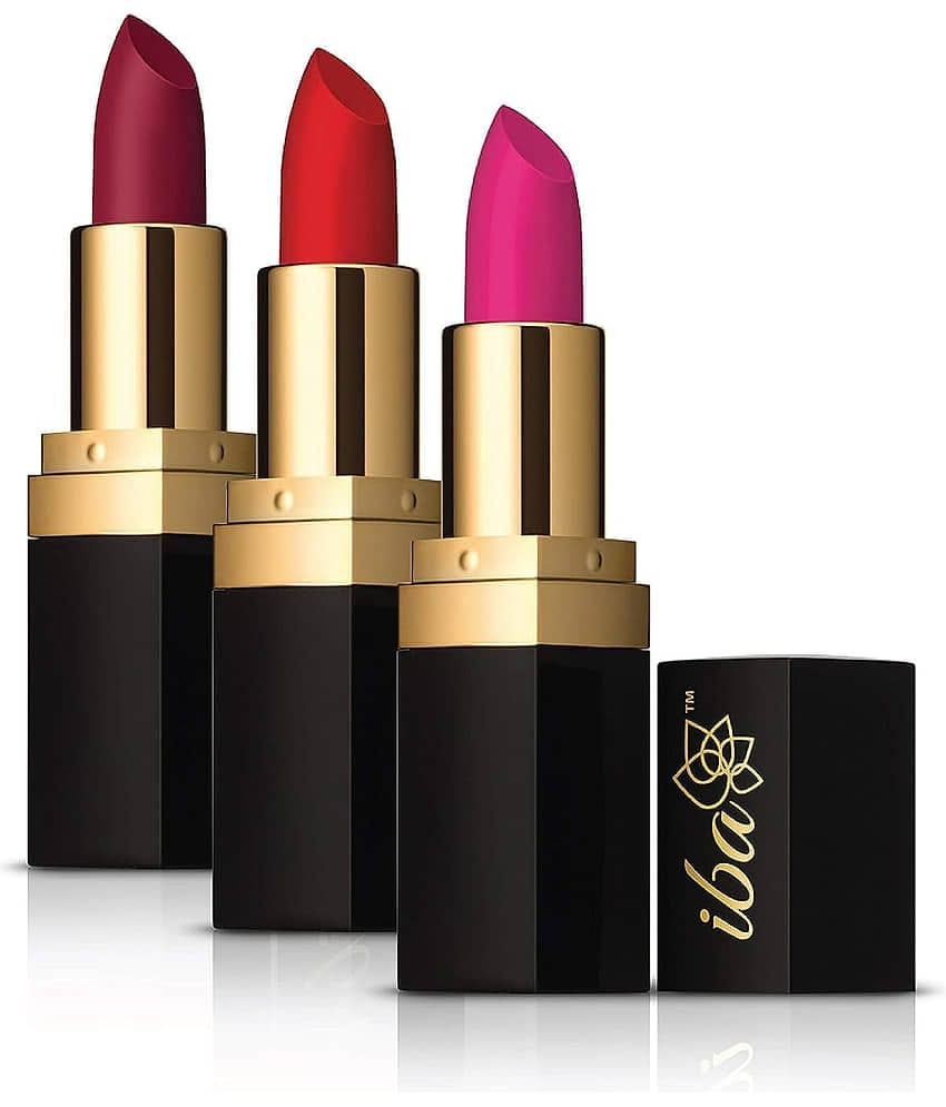 Iba Long Stay Matte Party Ready Lipstick Combo M06 Bold Red, M12 Pink Orchid & M09 Berry Punch, (Pack of 1)