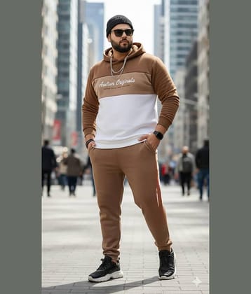 AUSTIVO Brown Cotton Blend Regular Fit Men's Tracksuit ( Pack of 1 )