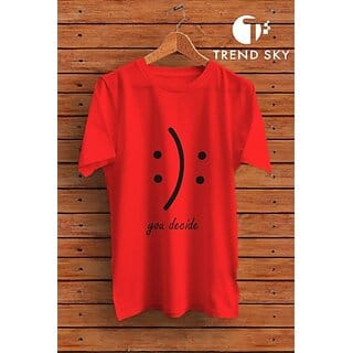 Graphic Print Men Red Round Neck Polyester Casual T-Shirt