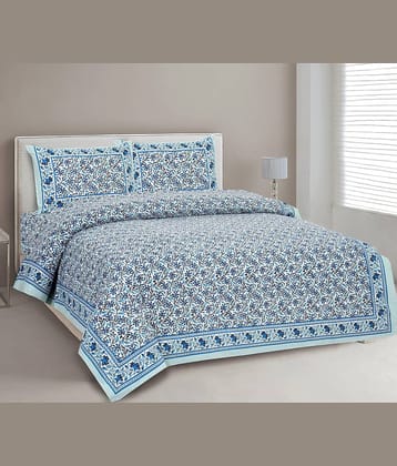 CLOTHORO Cotton 1 Double King Bedsheet with 2 Pillow Covers ( Multicolor )