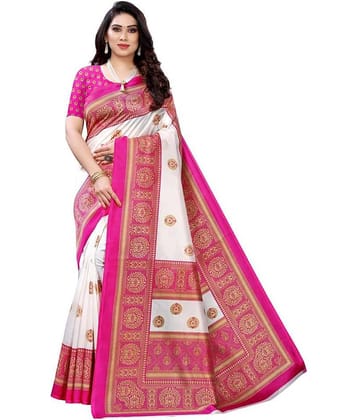 SVB SAREES Art Silk Saree With Unstitched Blouse Piece ( Pink )