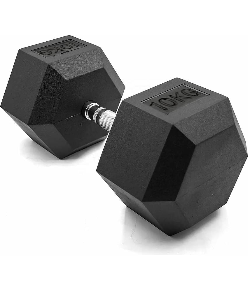 Slovic Rubber 10 Kg Fixed Hex Dumbbell