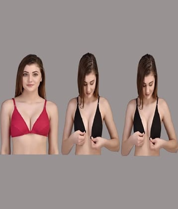 Zourt Pack of 3 Cotton Non Padded Women's Everyday Bra ( Multicolor )
