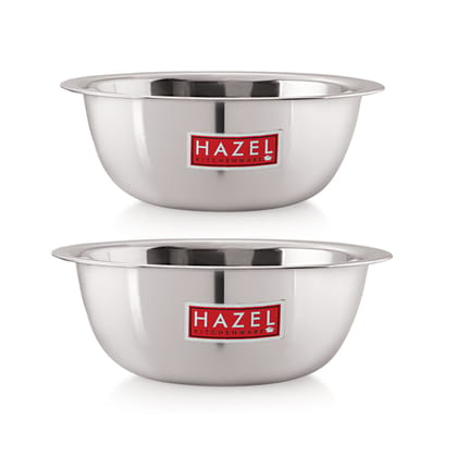 HAZEL Stainless Steel Serving Bowl , Snacks Serving and Mixing Bowl Set , Donga for Batter Mixing & Storing (Set of 2, 350 ML & 550 ML) HAZEL Stainless Steel Serving Bowl , Snacks Serving and Mixing Bowl Set , Donga for Batter Mixing & Storing (Set of 2, 350 ML & 550 ML)
