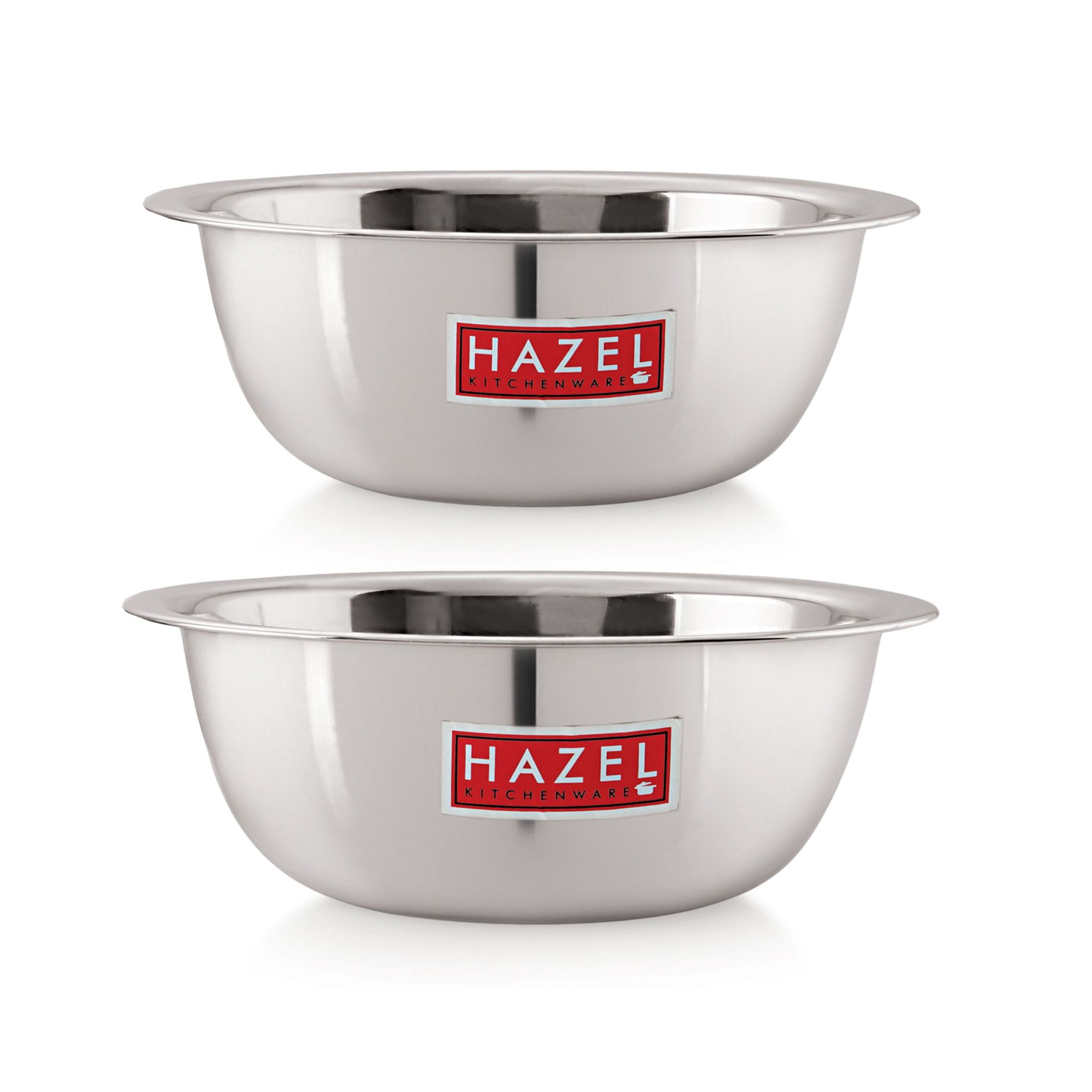 HAZEL Stainless Steel Serving Bowl , Snacks Serving and Mixing Bowl Set , Donga for Batter Mixing & Storing (Set of 2, 350 ML & 550 ML)