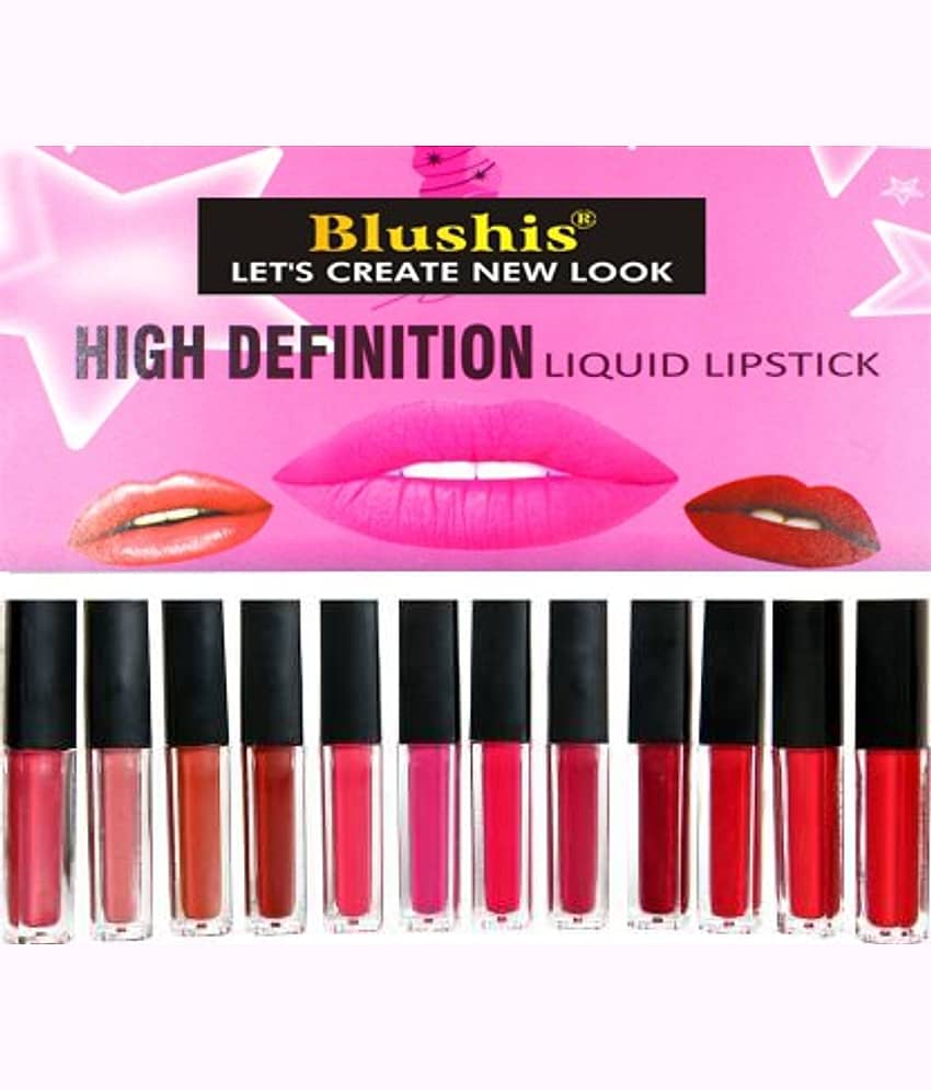 BLUSHIS High Defination Multi Color Matte Lipstick (Pack of 12)