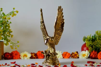 Brass Eagle Statue Wild Bird Flying Golden Eagle Spreading Wings Sculpture (Color - Golden, Size - 8H*4.25L*3.25B) by Snova Enterprises