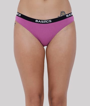 BASIICS By La Intimo Cotton Lycra Solid Women's Bikini ( Purple ) BCPBR08
