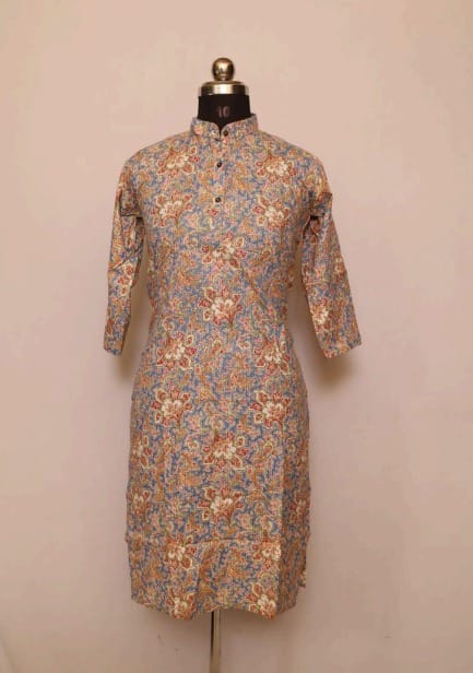 Cotton Collar Kurti With Sleeves