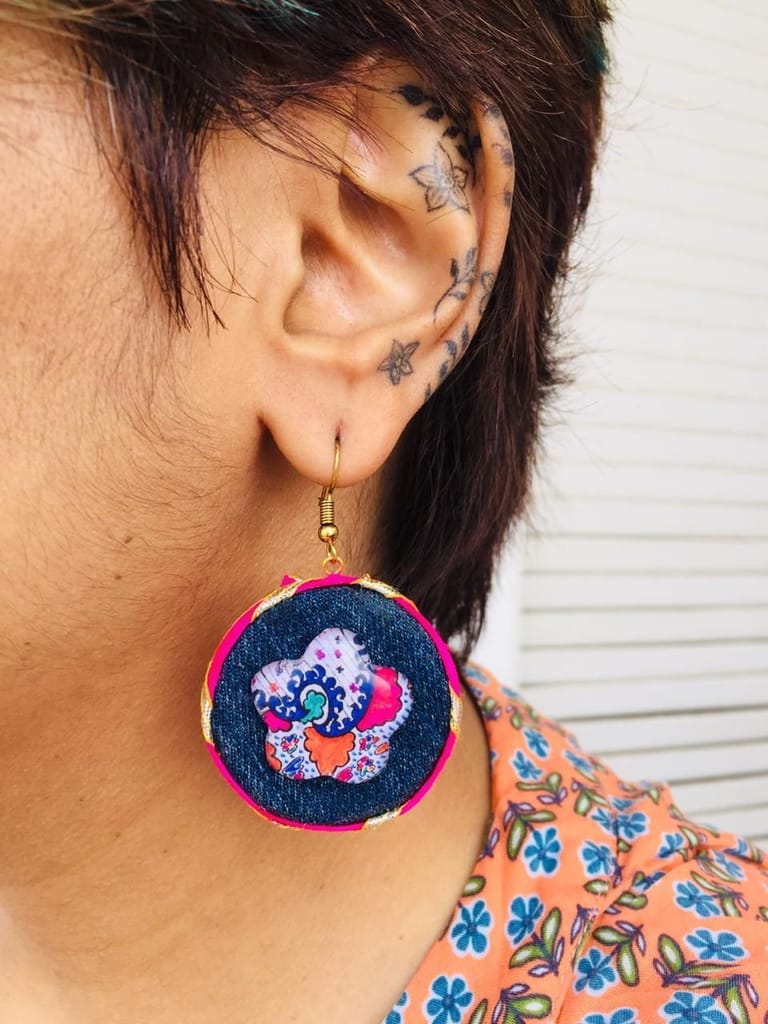 DENIM GLASS EARRING - PINK GOTTA