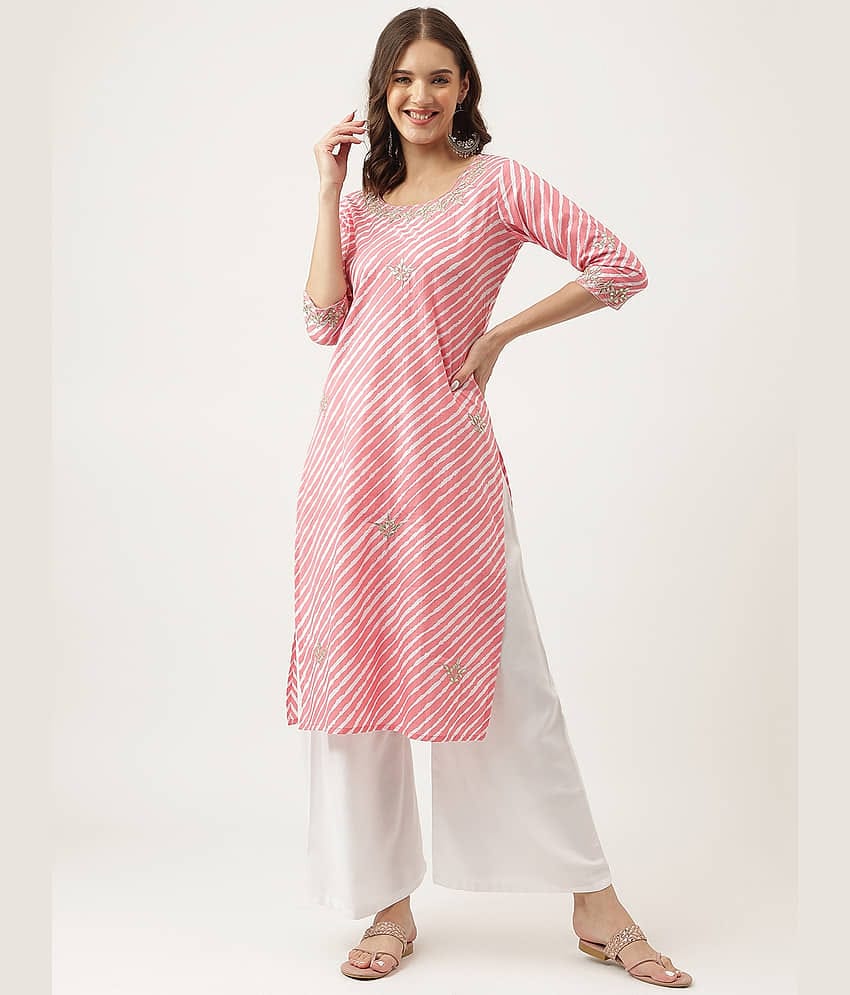 Divena - Pink Cotton Women's Straight Kurti ( Pack of 1 )
