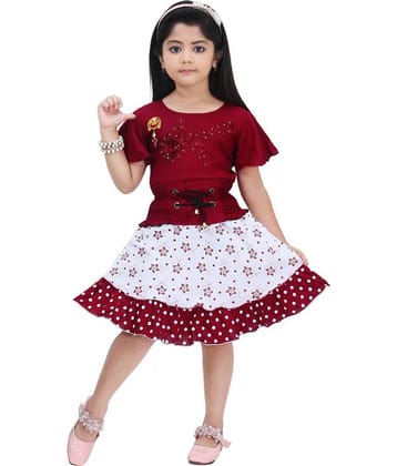 New Collection Rayon Frock For Girls ( Pack of 1 , Maroon )