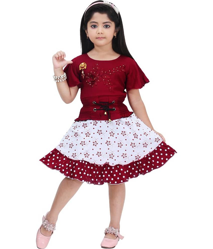 New Collection Rayon Frock For Girls ( Pack of 1 , Maroon )