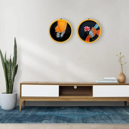 Handpainted Pichwai Krishna Ji Hand Feet Painting Wall Plate Set Of 2