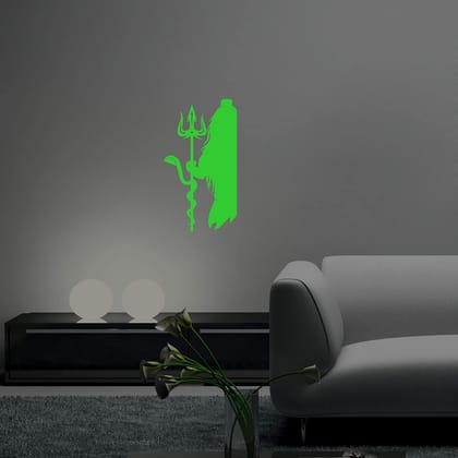 DreamKraft 4 Pieces Glow in The Dark Lord Shiva Radium Wall Stickers (Green, 20 cm X 33 cm)