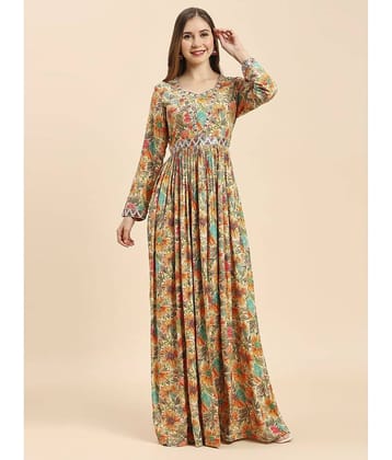 Madhuram Textiles Rayon Printed Full Length Women's Gown - Multi Color ( Pack of 1 )