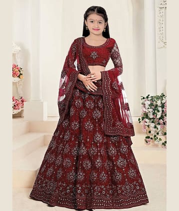 Keyura Net Lehenga Choli Set For Girls ( Pack of 1 , Pink )