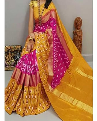 LATEST IKKAT PINK COLOUR SAREE