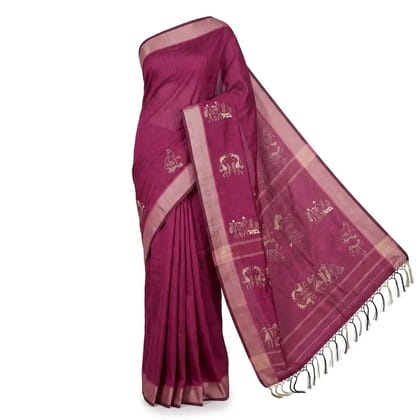 Sambalpuri Magenta Folk Heritage Handloom Saree