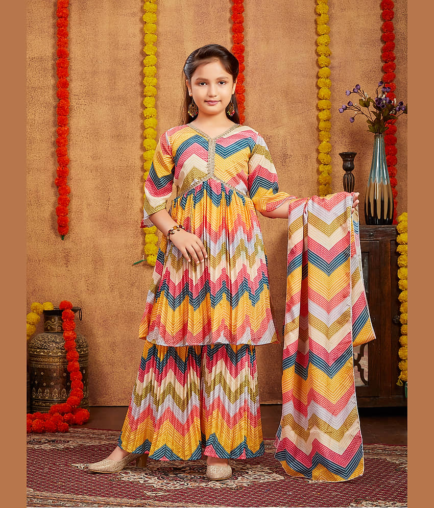 Aarika Girls Silk Kurta and Sharara Set ( Pack of 1 , Yellow )
