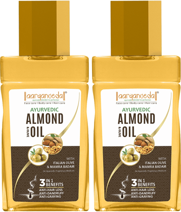 Aaryanveda Almond & Olive Hair Oil - Nourish, Strengthen & Revitalize Your Hair 200ml (Pack of 2)