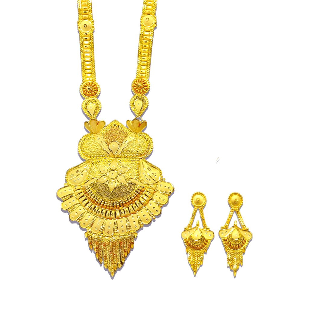 Gold-Plated Necklace Elegant 1 Gram Haram & Earrings Set