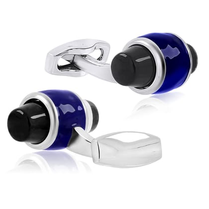 Bullet Blue Black Cufflinks In Box