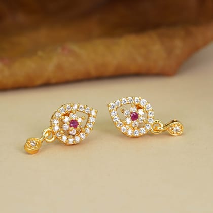 Stylish AD Diamond Gold-Plated Studs For Women and Girls