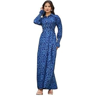 SARINKU Gown Crepe Fabric Dress for Women Stylish Ethnic Gown Long One Piece for Girls and Women