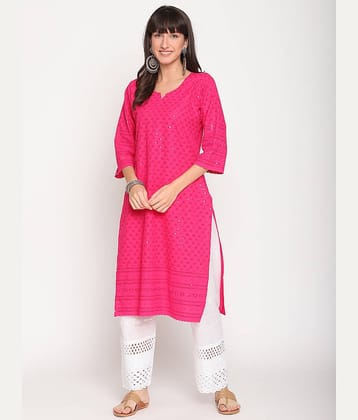 Queenley - Green Cotton Women's Straight Kurti ( Pack of 1 )