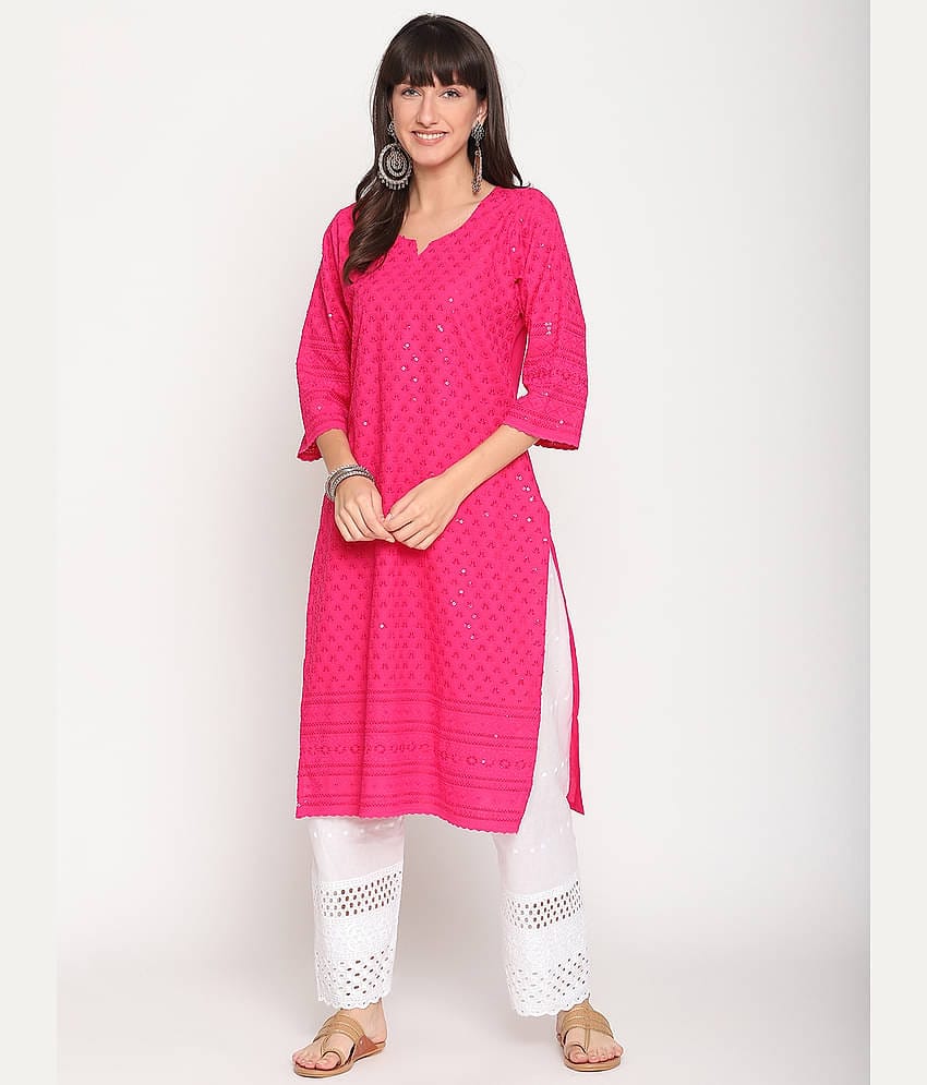 Queenley - Green Cotton Women's Straight Kurti ( Pack of 1 )