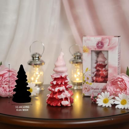 SS Enterprise Organic Soy Wax Christmas Tree Pillar Candle for Decor, Scented Aromatic Fragrance Candles, Smoke-Free, Xmas Decoration Accessories, Pack of 1, Red