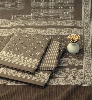 Handcrafted Dabu Print Cotton Dress Material – 3 Piece Set