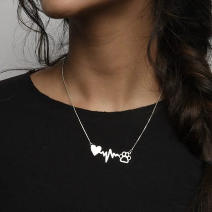 Pawpulse Pendant Necklace-Silver