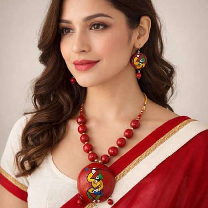 Terracotta Woman Festive Necklace Eco Friendly Red