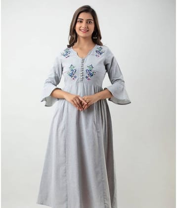 MAUKA - Light Grey Rayon Women's Flared Kurti ( Pack of 1 )